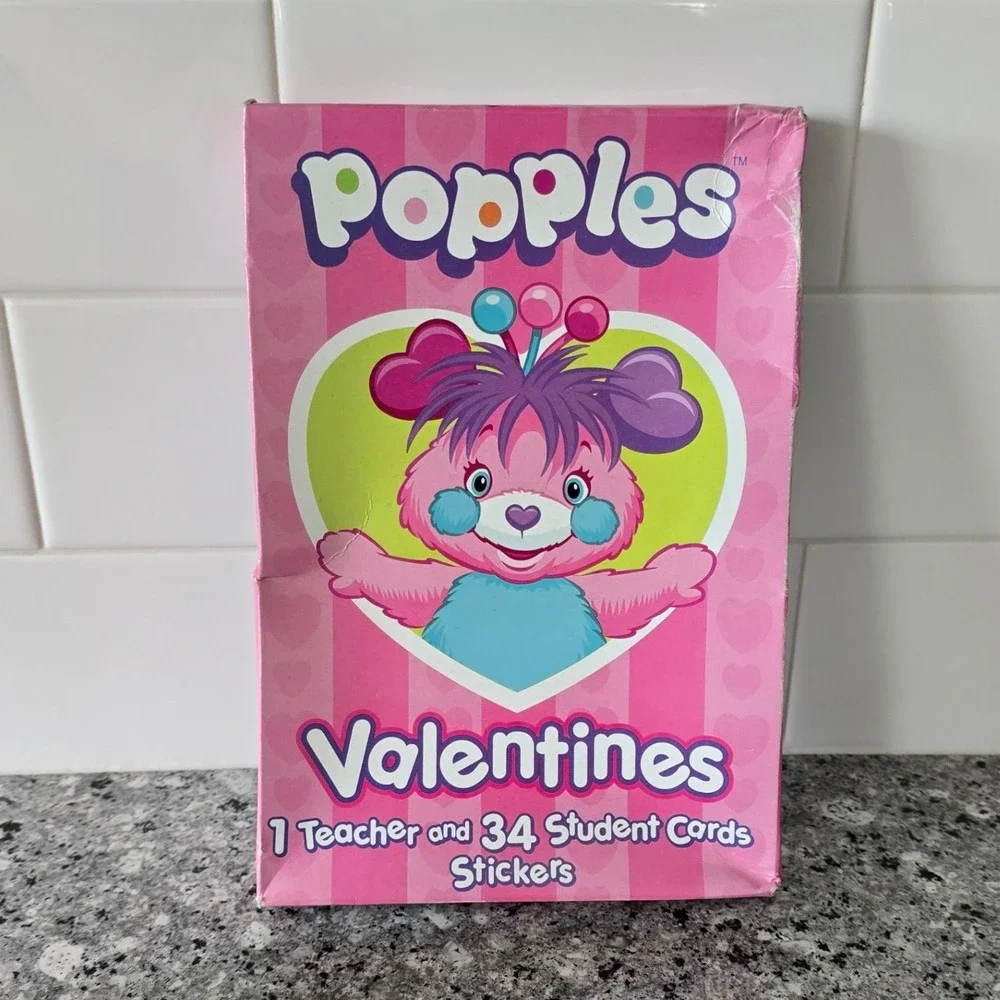Popples Valentines Cards 35ct Stickers American Greetings 2001 Vintage Sealed‎